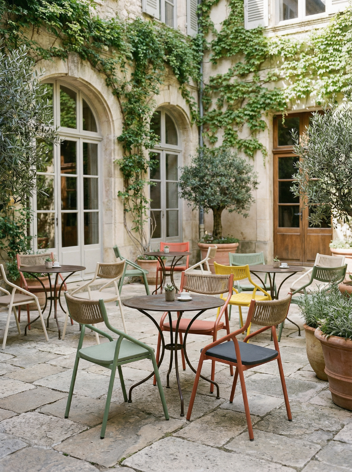 Scaun Exterior Aluminiu ALBA (Batyline seat - Rope Back) | Horeca Papatya