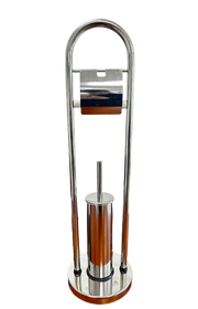 Perie WC cu suport hartie igienica, Inox