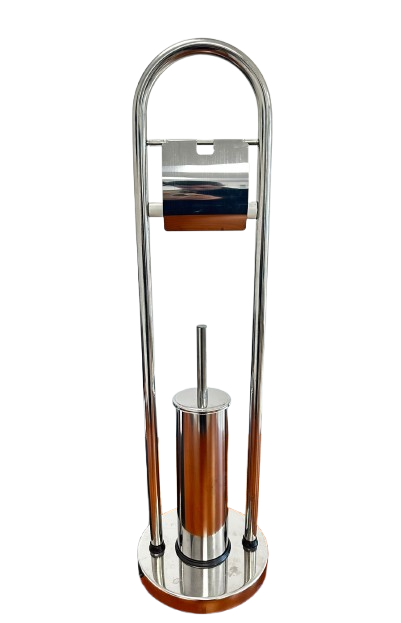 Perie WC cu suport hartie igienica, Inox