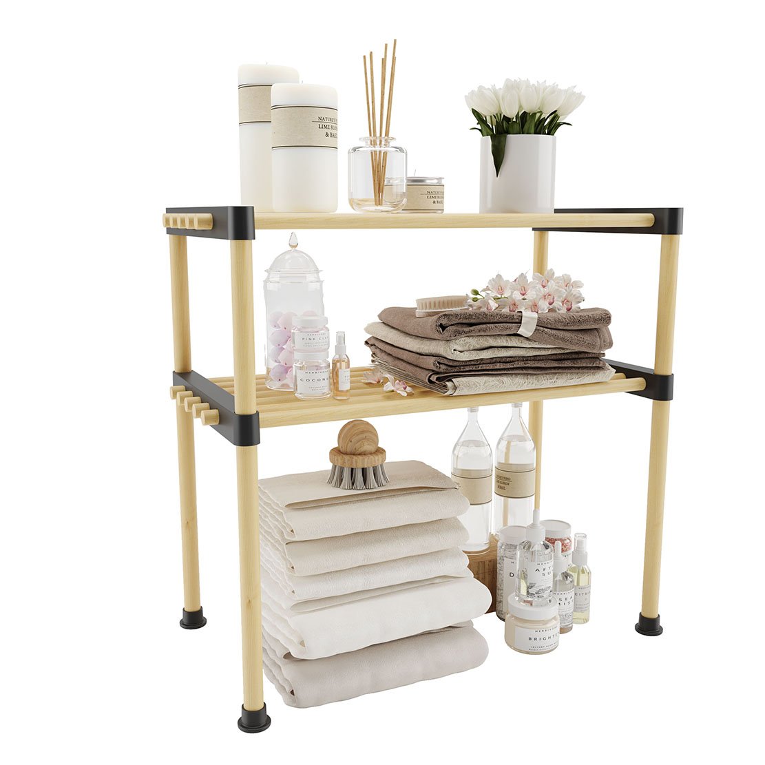 SEO-8182 Raft modular din lemn cu 2 rafturi 28*56*51cm
